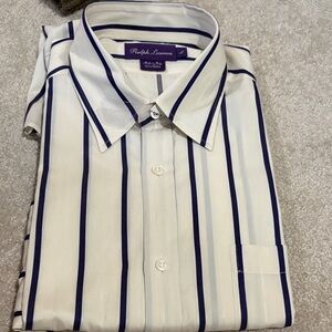 Ralph Lauren Purple Label White and Navy Striped Dress Shirt